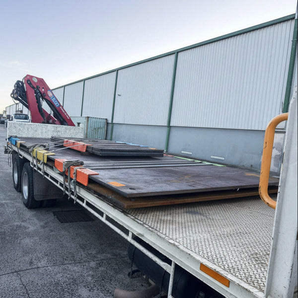 Steel road plate installation