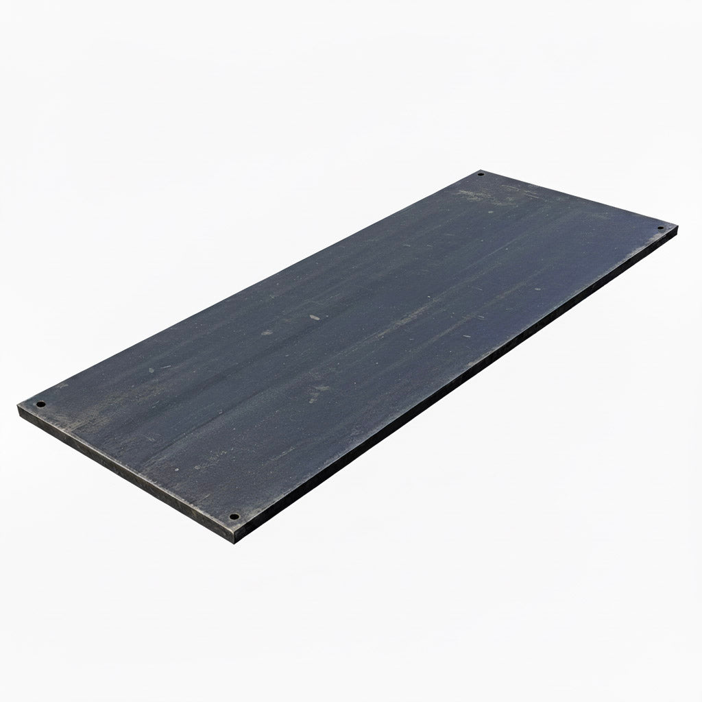 Rectangular steel sheet with hole in each corner